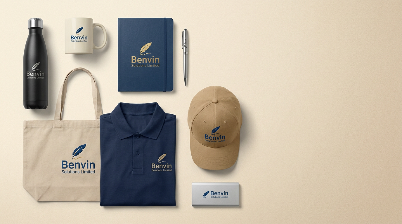 Branded merchandise flat-lay
